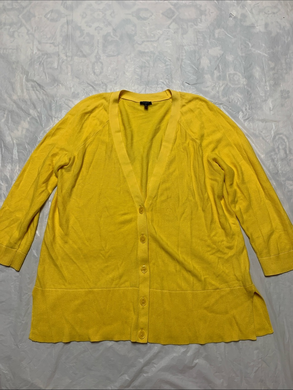 Talbots Canary Yellow Plus Size Lightweight Cardigan Sweater Size 1X Minimalist